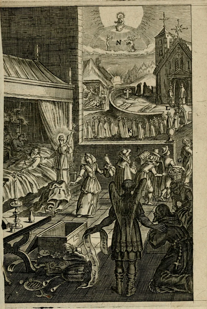 An illustration from Den wech des eeuwich levens, 1649, leaf 592