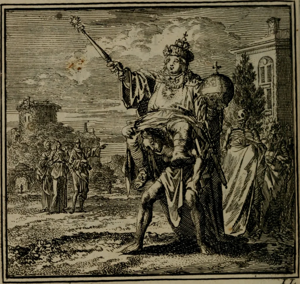 An illustration from De Onwaardige Wereld, 1728, leaf 11