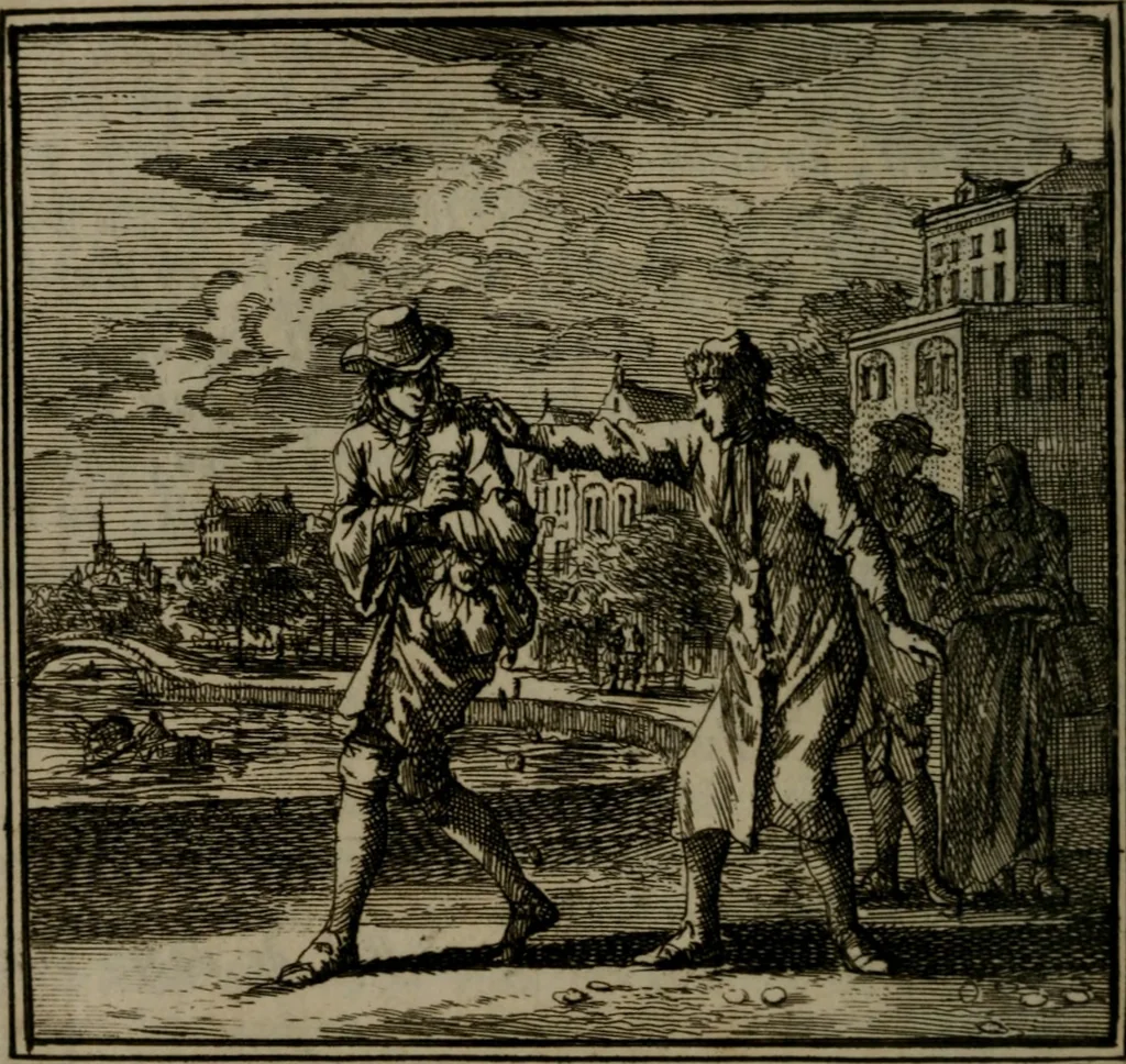 An illustration from De Onwaardige Wereld, 1728, leaf 117