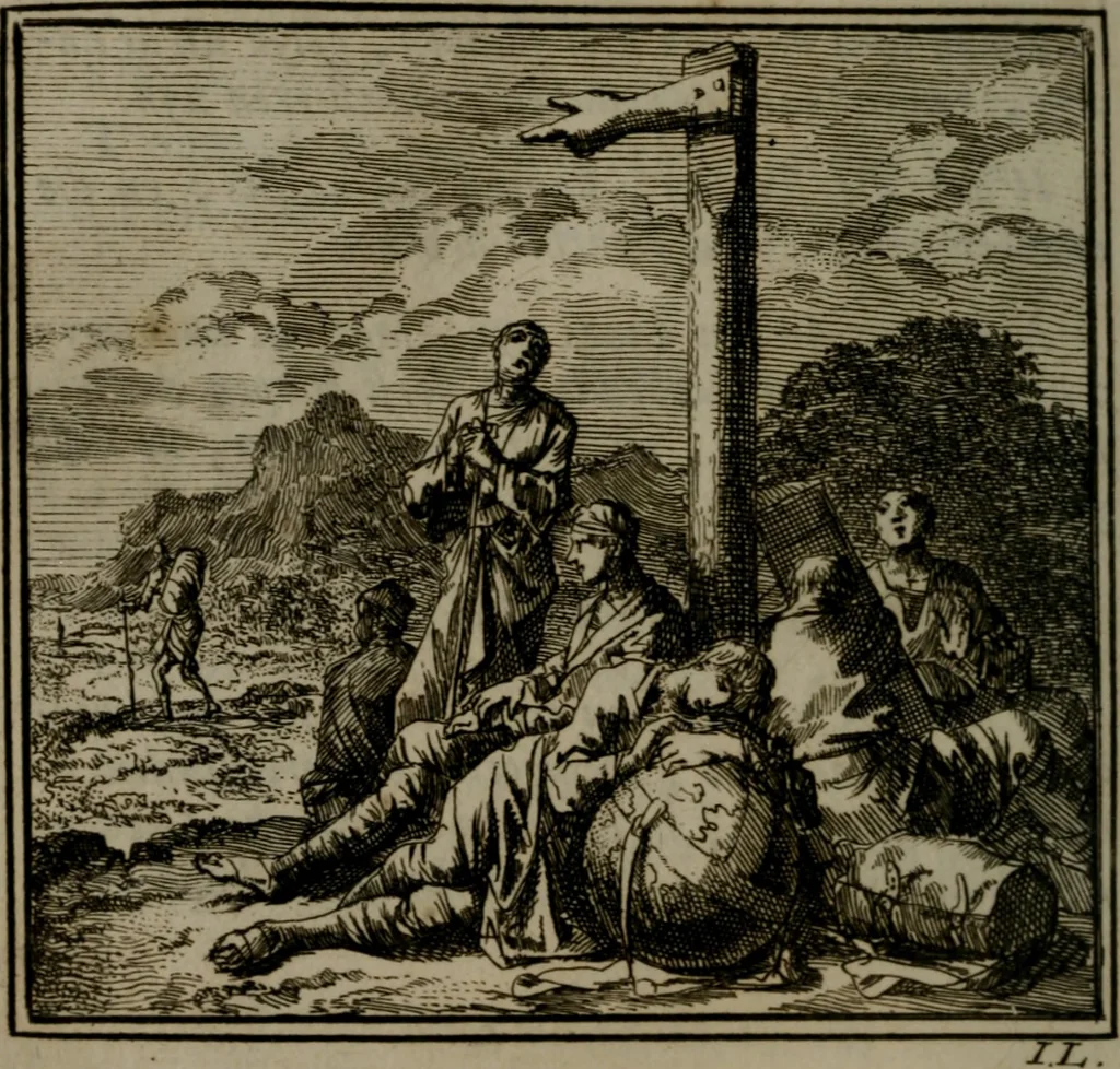An illustration from De Onwaardige Wereld, 1728, leaf 137