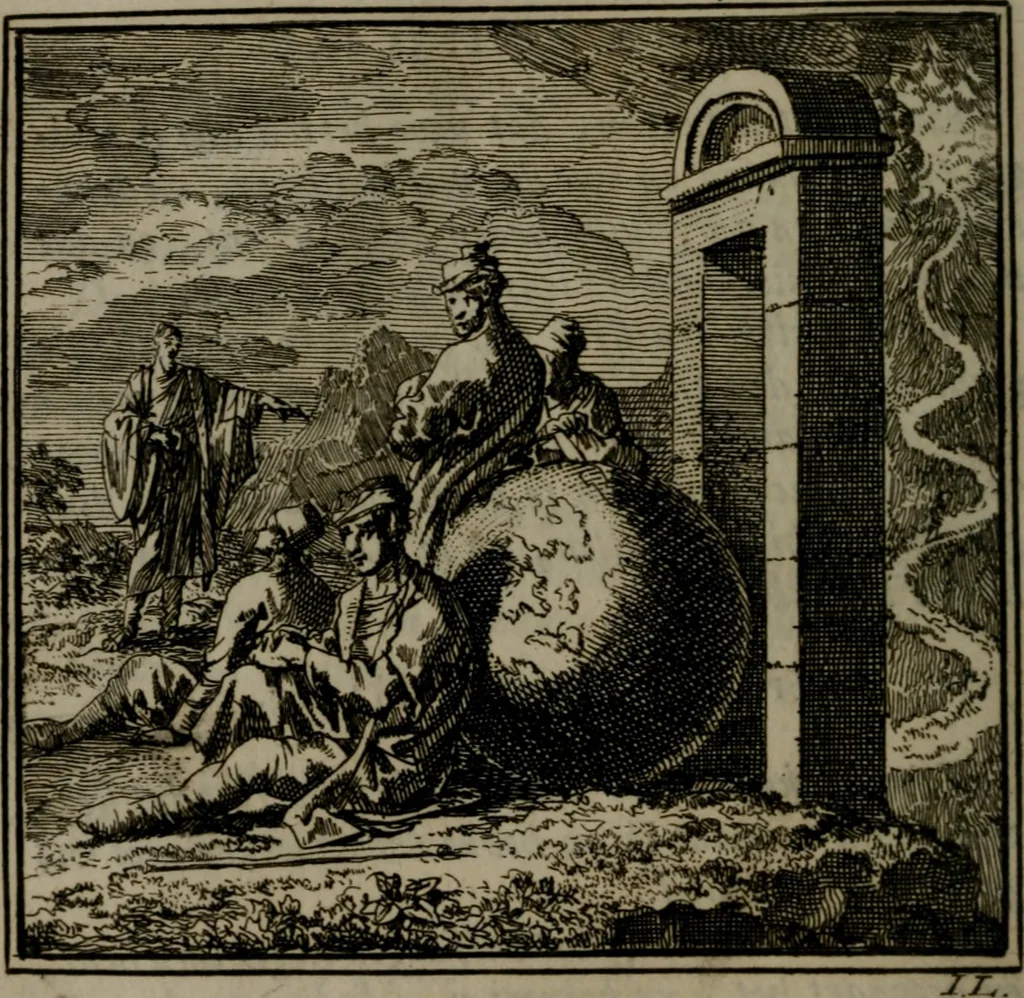 An illustration from De Onwaardige Wereld, 1728, leaf 145