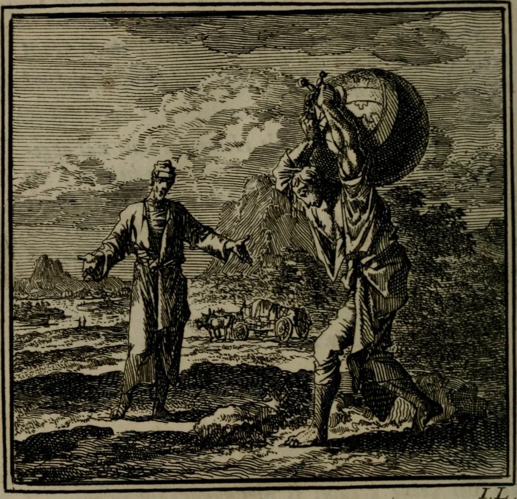 An illustration from De Onwaardige Wereld, 1728, leaf 149