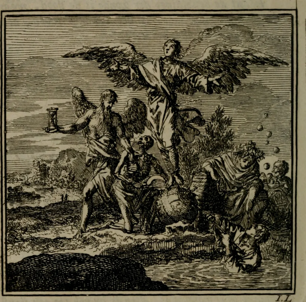 An illustration from De Onwaardige Wereld, 1728, leaf 15