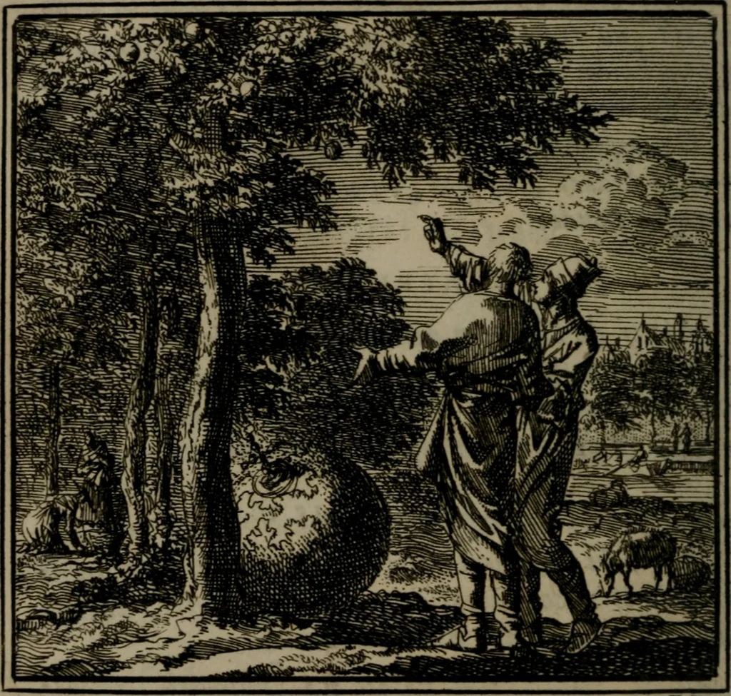 An illustration from De Onwaardige Wereld, 1728, leaf 161
