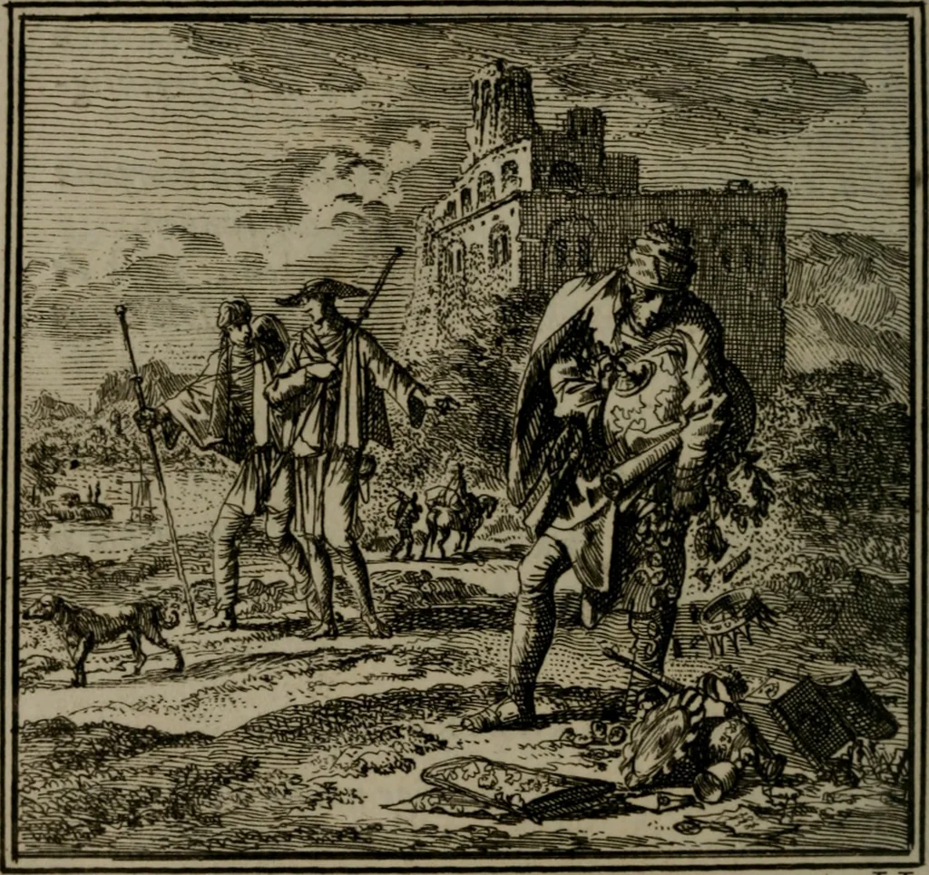 An illustration from De Onwaardige Wereld, 1728, leaf 165
