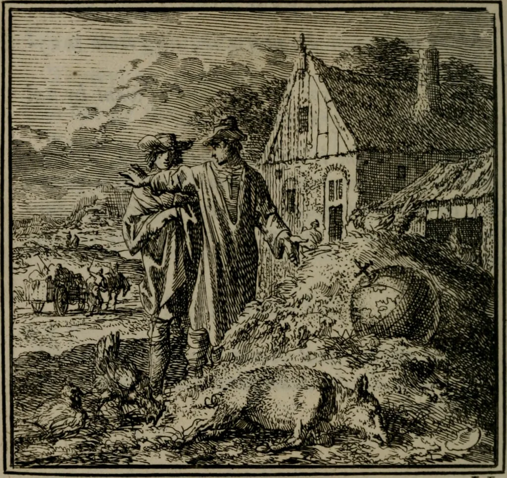 An illustration from De Onwaardige Wereld, 1728, leaf 169