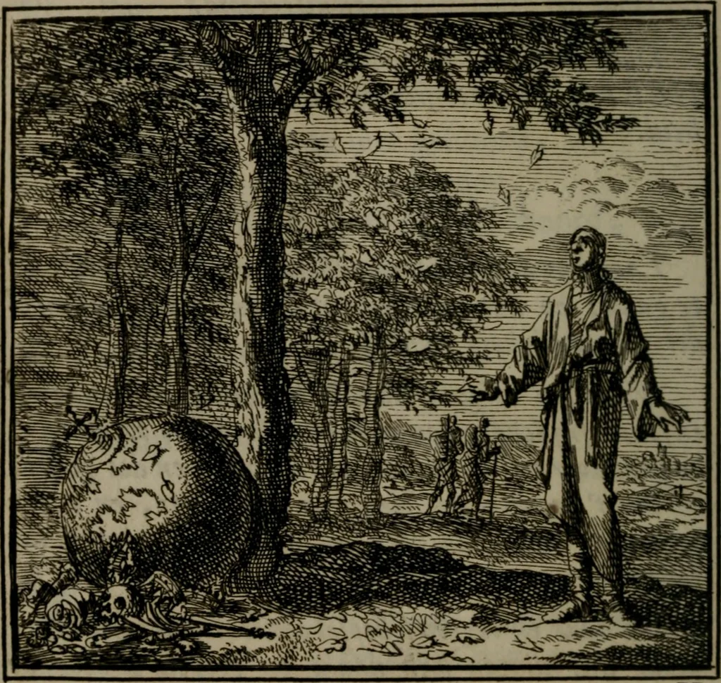 An illustration from De Onwaardige Wereld, 1728, leaf 201