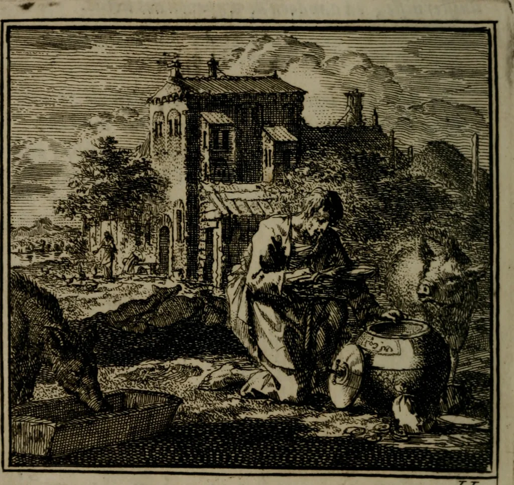 An illustration from De Onwaardige Wereld, 1728, leaf 27