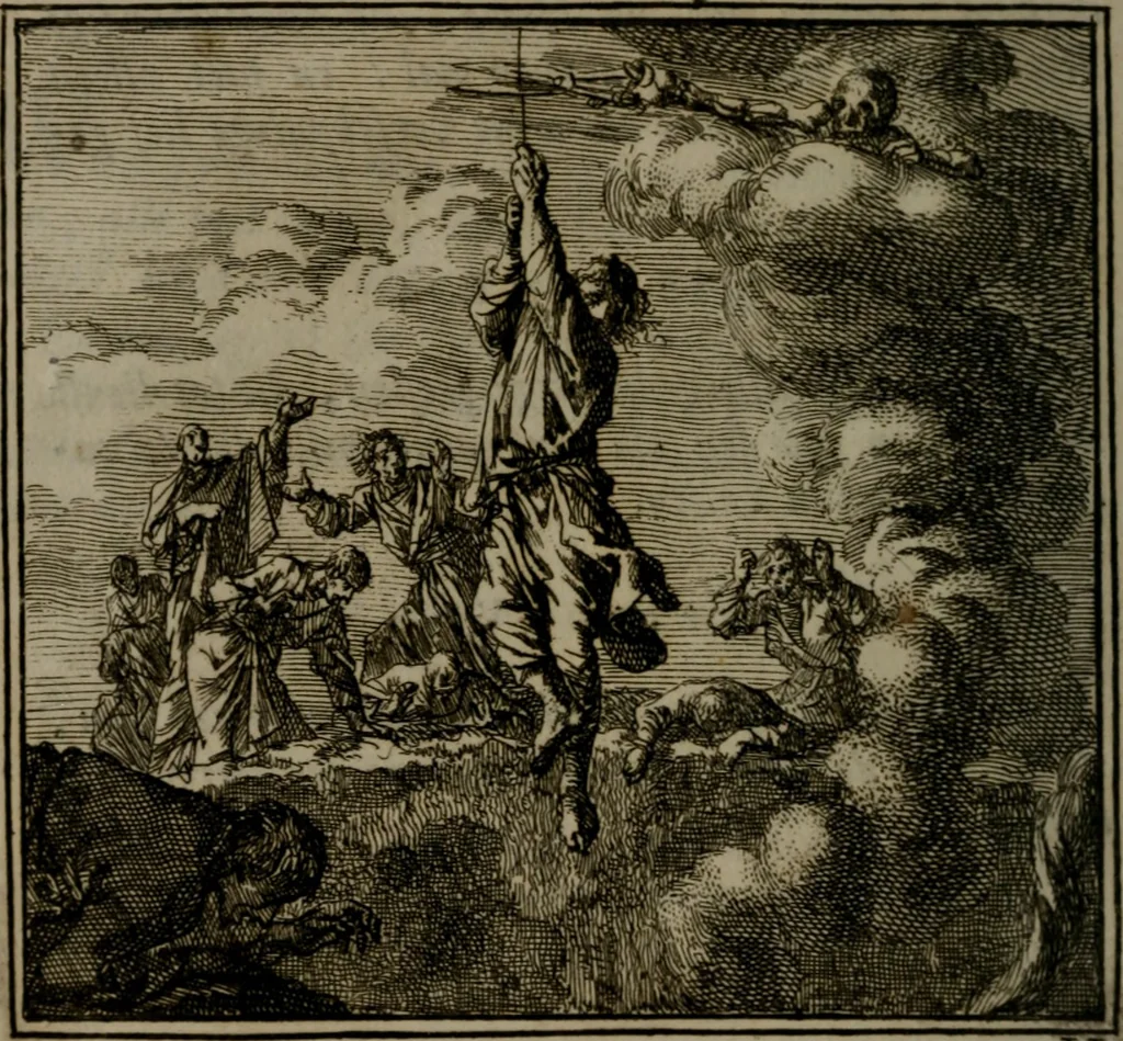 An illustration from De Onwaardige Wereld, 1728, leaf 35