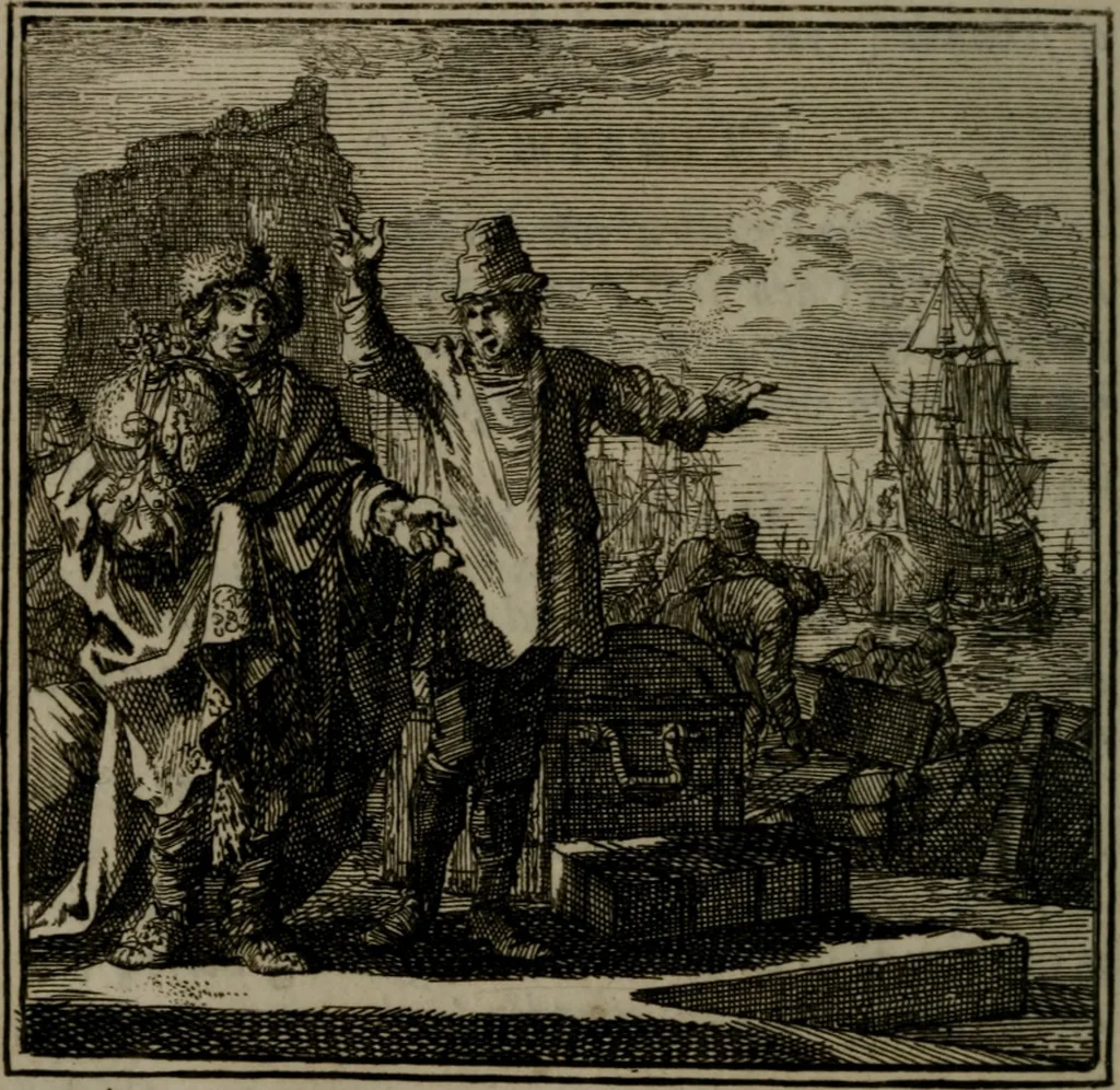 An illustration from De Onwaardige Wereld, 1728, leaf 47