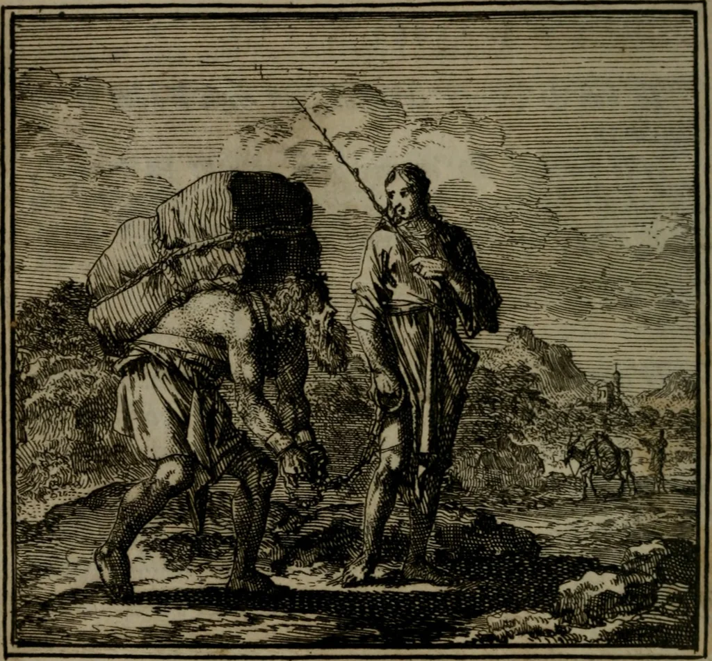 An illustration from De Onwaardige Wereld, 1728, leaf 55