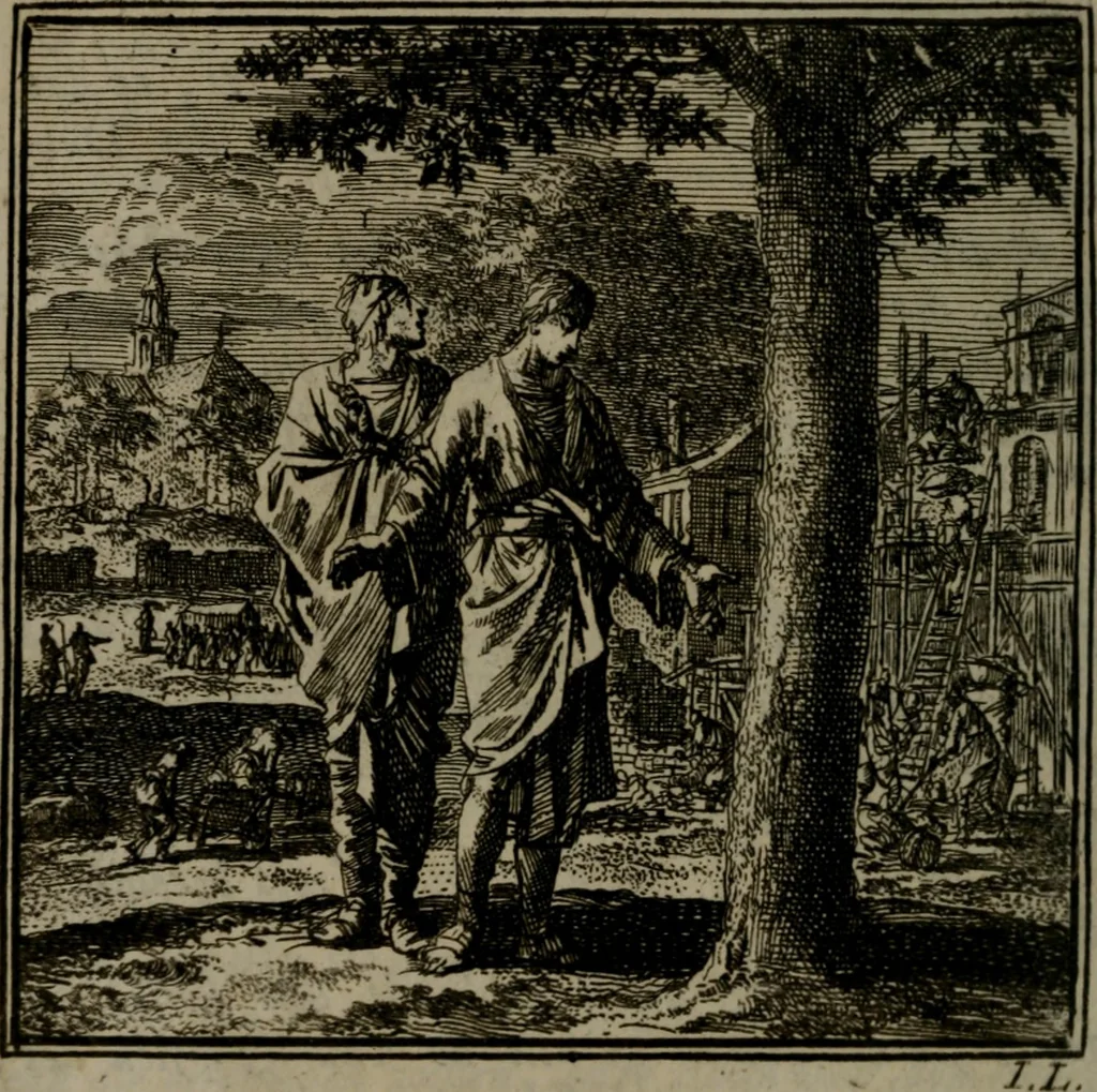 An illustration from De Onwaardige Wereld, 1728, leaf 63