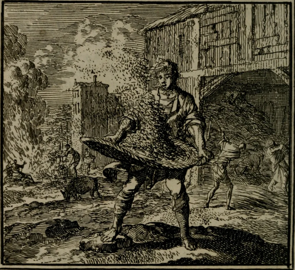 An illustration from De Onwaardige Wereld, 1728, leaf 71