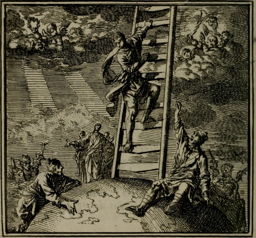 An illustration from De Onwaardige Wereld, 1728, leaf 75