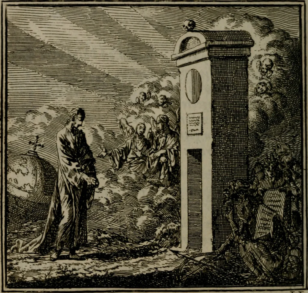 An illustration from De Onwaardige Wereld, 1728, leaf 95