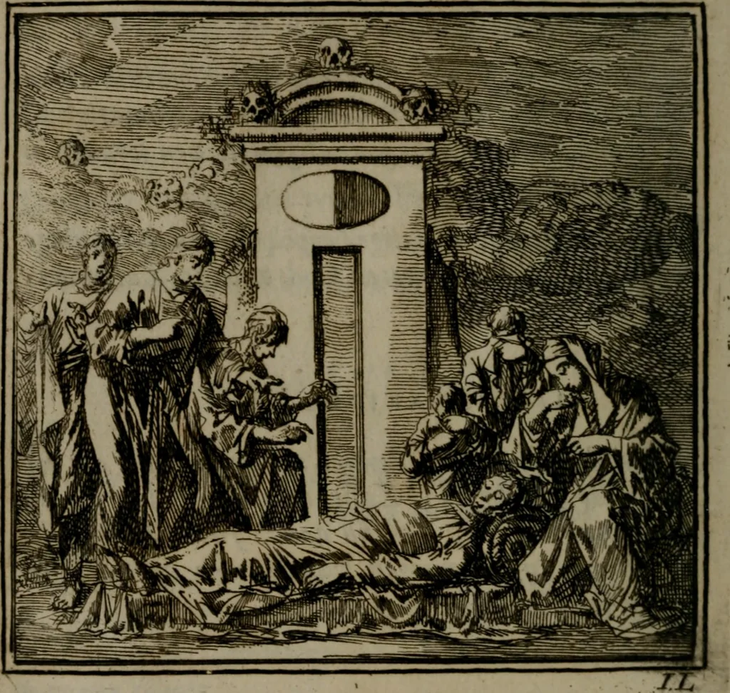 An illustration from De Onwaardige Wereld, 1728, leaf 99