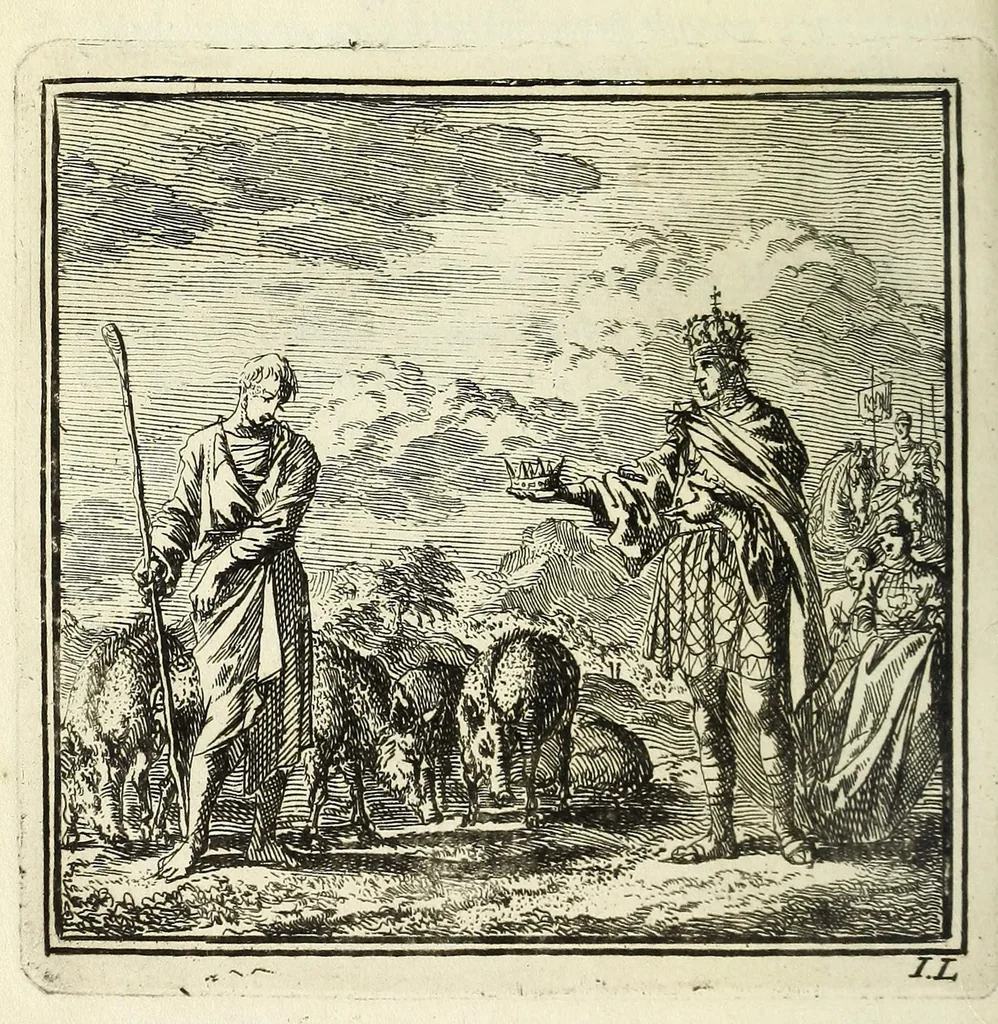An illustration from De onwaardige wereld : vertoond in vyftig zinnebeelden, met godlyke spreuken en stichtelyke verzen, 1710, leaf 114
