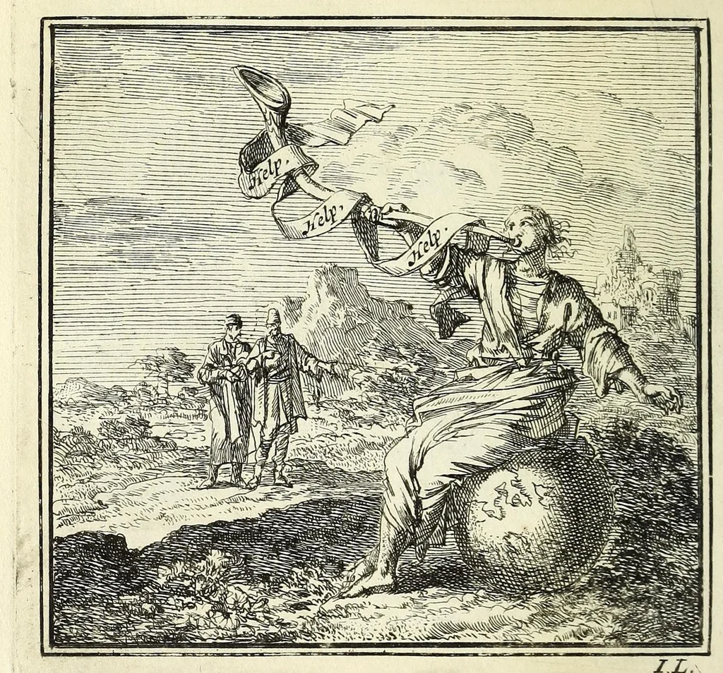An illustration from De onwaardige wereld : vertoond in vyftig zinnebeelden, met godlyke spreuken en stichtelyke verzen, 1710, leaf 192
