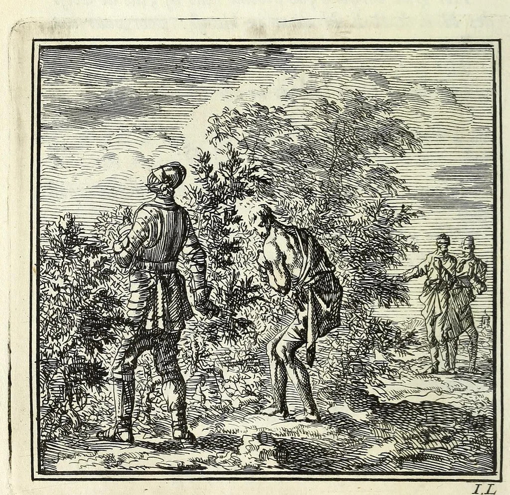 An illustration from De onwaardige wereld : vertoond in vyftig zinnebeelden, met godlyke spreuken en stichtelyke verzen, 1710, leaf 200