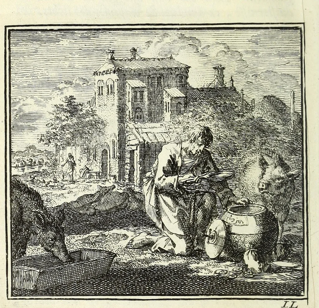 An illustration from De onwaardige wereld : vertoond in vyftig zinnebeelden, met godlyke spreuken en stichtelyke verzen, 1710, leaf 30