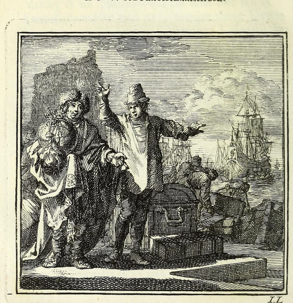 An illustration from De onwaardige wereld : vertoond in vyftig zinnebeelden, met godlyke spreuken en stichtelyke verzen, 1710, leaf 50