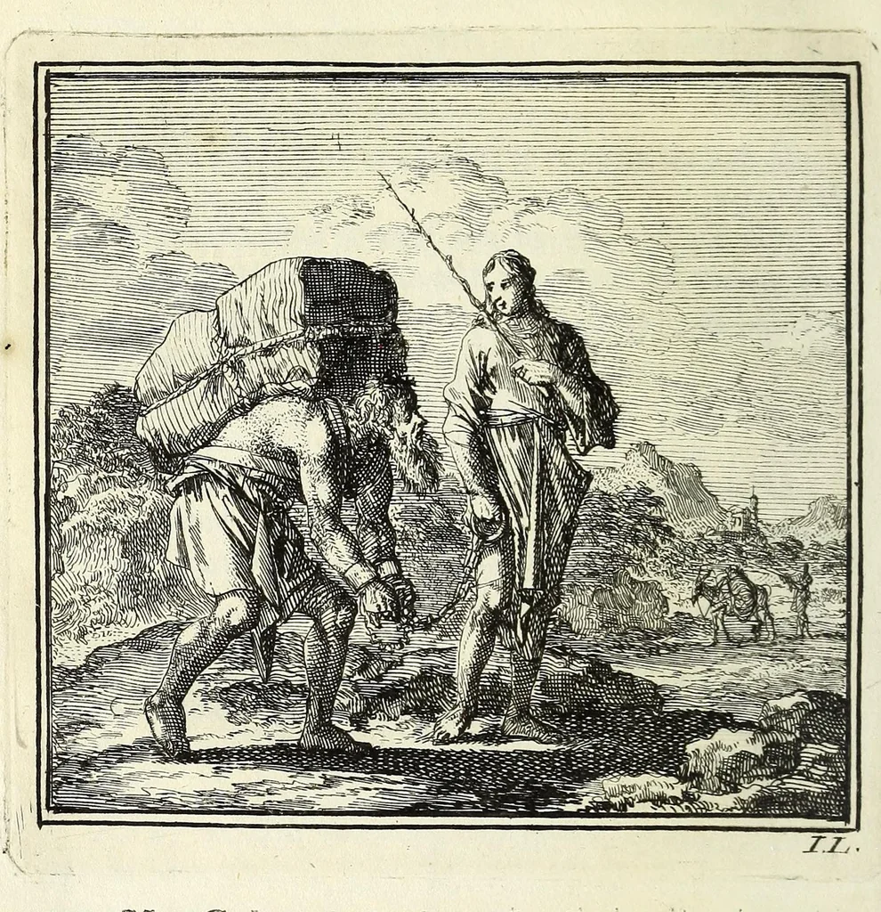 An illustration from De onwaardige wereld : vertoond in vyftig zinnebeelden, met godlyke spreuken en stichtelyke verzen, 1710, leaf 58