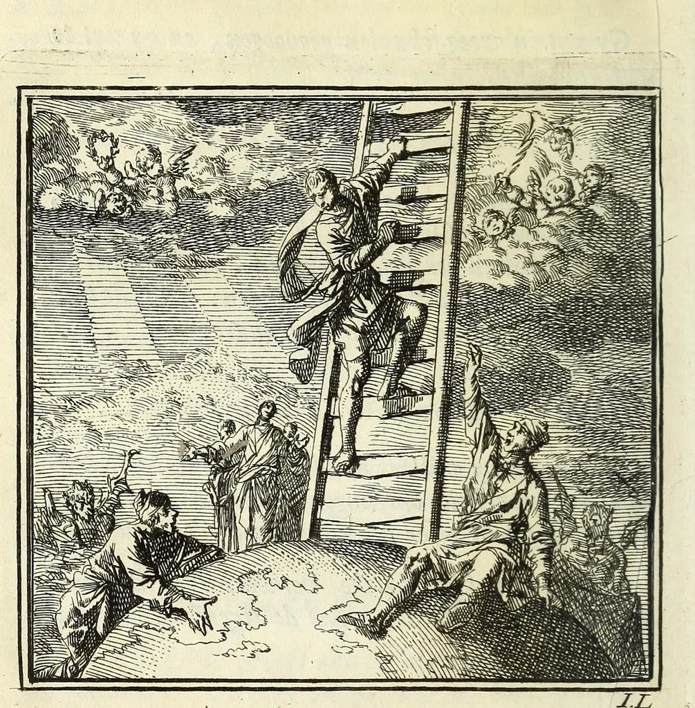 An illustration from De onwaardige wereld : vertoond in vyftig zinnebeelden, met godlyke spreuken en stichtelyke verzen, 1710, leaf 78