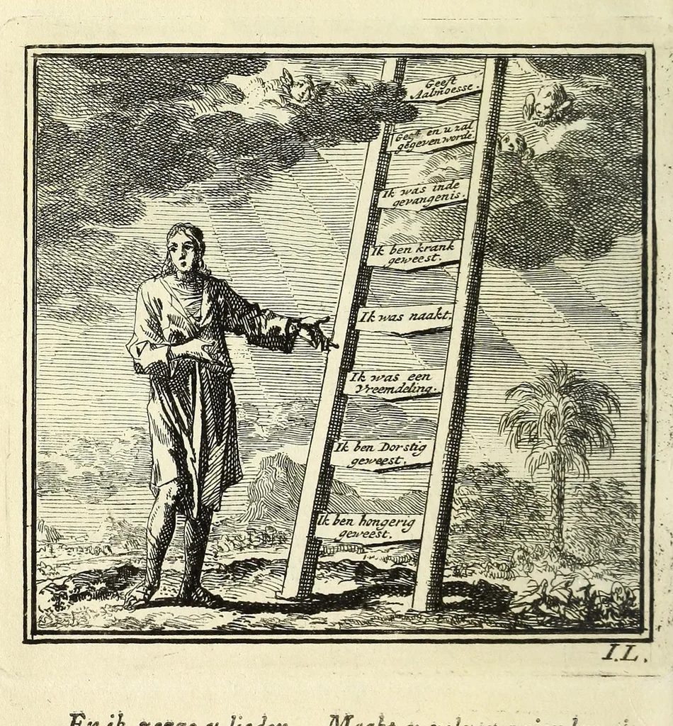 An illustration from De onwaardige wereld : vertoond in vyftig zinnebeelden, met godlyke spreuken en stichtelyke verzen, 1710, leaf 86