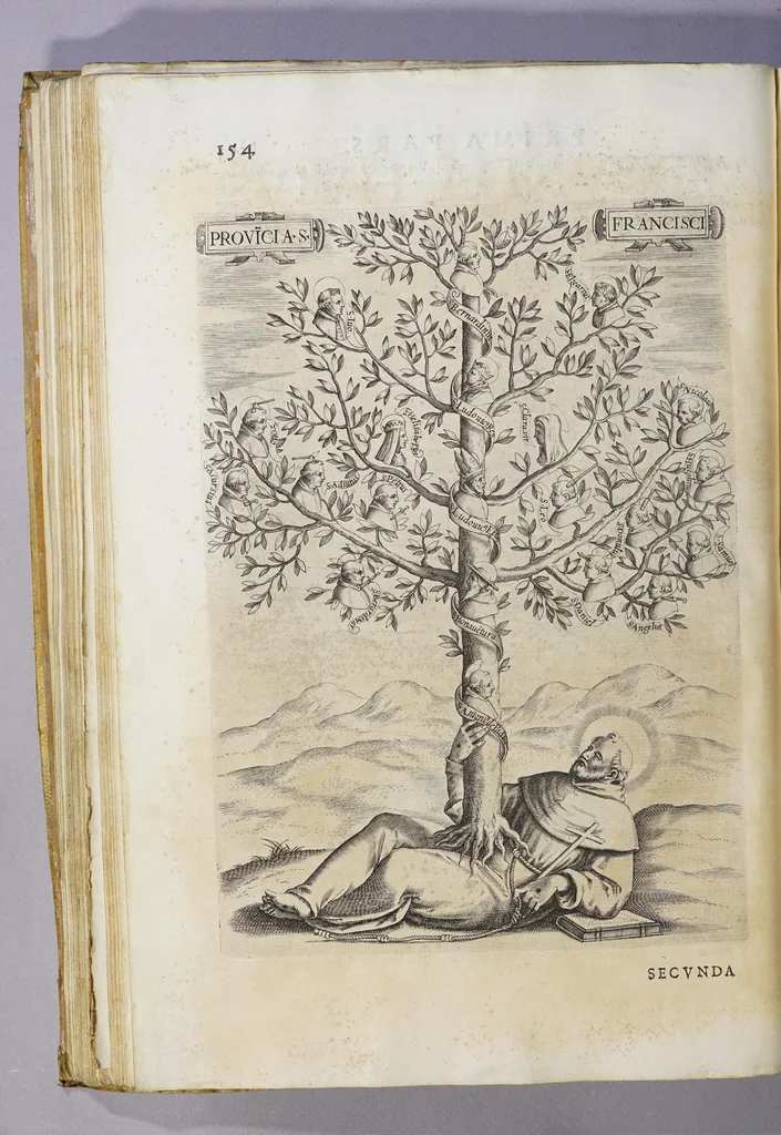 An illustration from De origine seraphicae religionis Fra[n]ciscanae eiusq[ue] progressibus, : de Regularis Obserua[n]ciae institutione, forma administrationis ac legibus admirabiliq[ue] eius propagatione., 1587, leaf 168