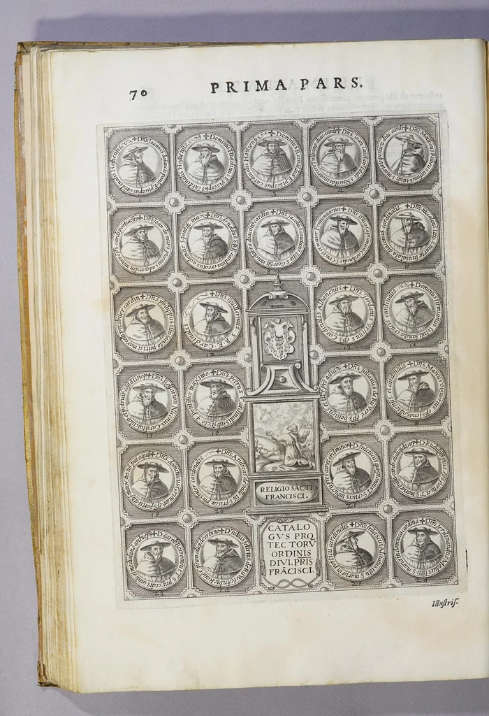 An illustration from De origine seraphicae religionis Fra[n]ciscanae eiusq[ue] progressibus, : de Regularis Obserua[n]ciae institutione, forma administrationis ac legibus admirabiliq[ue] eius propagatione., 1587, leaf 84