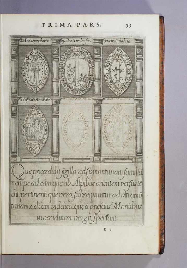 An illustration from De origine seraphicae religionis Fra[n]ciscanae eiusq[ue] progressibus, : de Regularis Obserua[n]ciae institutione, forma administrationis ac legibus admirabiliq[ue] eius propagatione., 1587, leaf 63