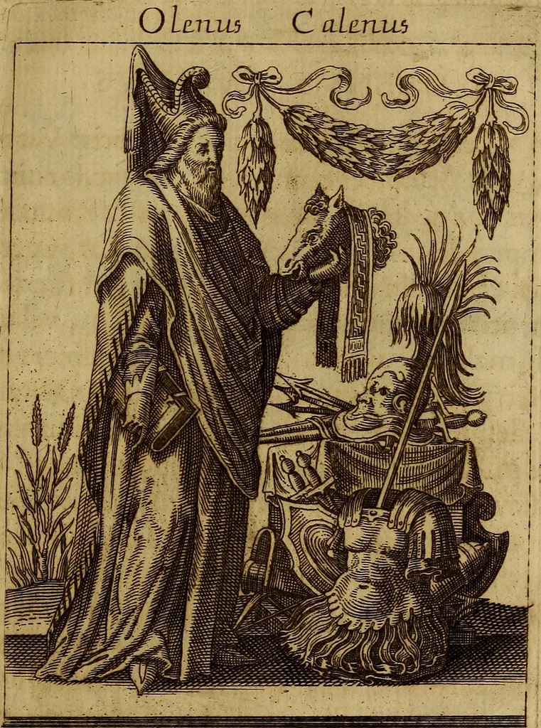An illustration from Historia deorum fatidicorum, vatum, sibyllarum, phoebadum, apud priscos illustrium : cum eorum iconibus : praeposita est disertatio de divinatione et oraculis, 1675, leaf 132