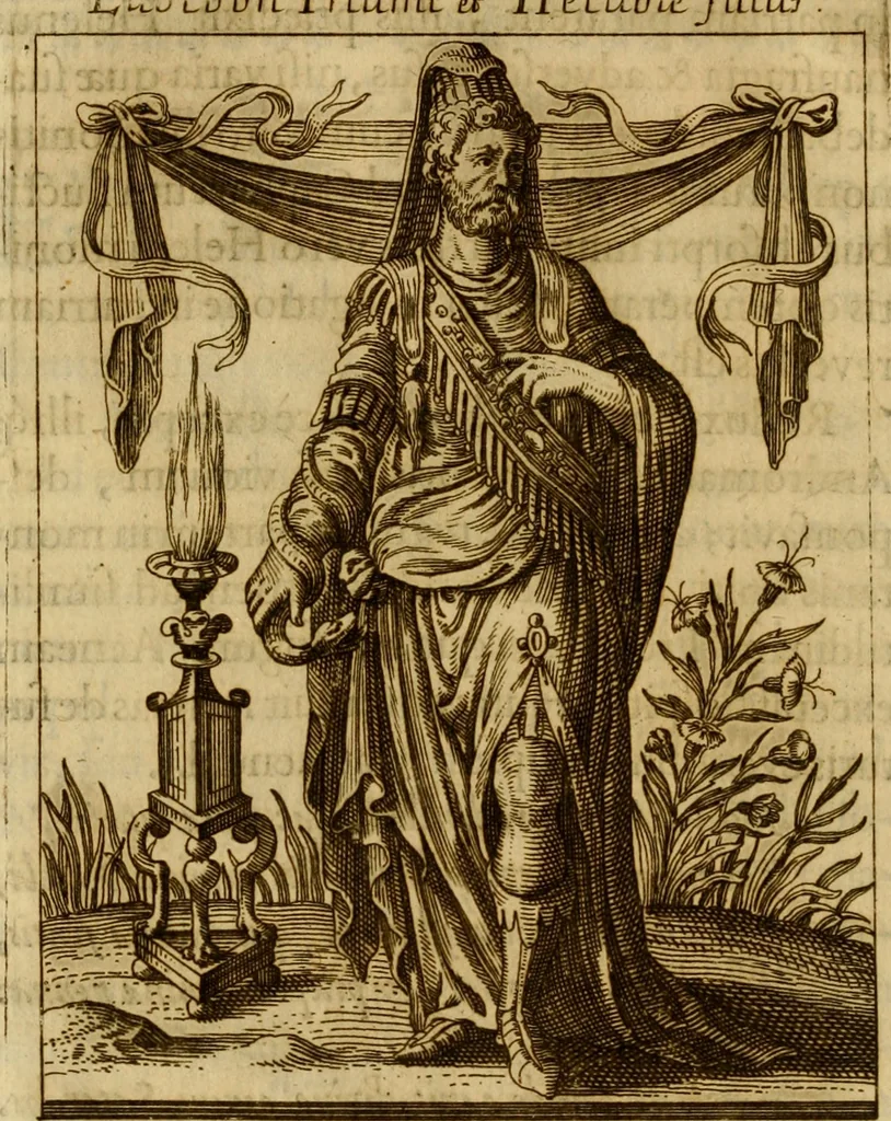 An illustration from Historia deorum fatidicorum, vatum, sibyllarum, phoebadum, apud priscos illustrium : cum eorum iconibus : praeposita est disertatio de divinatione et oraculis, 1675, leaf 139