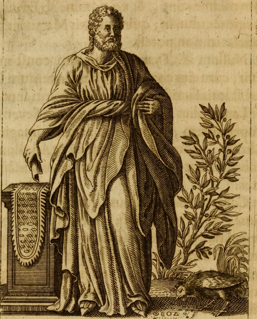 An illustration from Historia deorum fatidicorum, vatum, sibyllarum, phoebadum, apud priscos illustrium : cum eorum iconibus : praeposita est disertatio de divinatione et oraculis, 1675, leaf 169