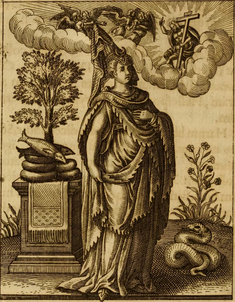 An illustration from Historia deorum fatidicorum, vatum, sibyllarum, phoebadum, apud priscos illustrium : cum eorum iconibus : praeposita est disertatio de divinatione et oraculis, 1675, leaf 193