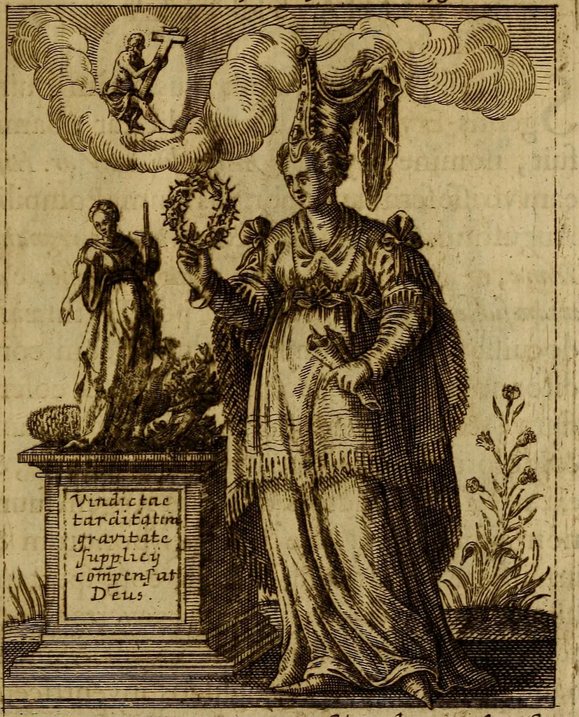 An illustration from Historia deorum fatidicorum, vatum, sibyllarum, phoebadum, apud priscos illustrium : cum eorum iconibus : praeposita est disertatio de divinatione et oraculis, 1675, leaf 212