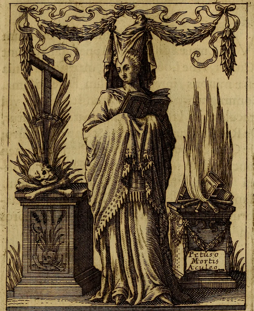 An illustration from Historia deorum fatidicorum, vatum, sibyllarum, phoebadum, apud priscos illustrium : cum eorum iconibus : praeposita est disertatio de divinatione et oraculis, 1675, leaf 214