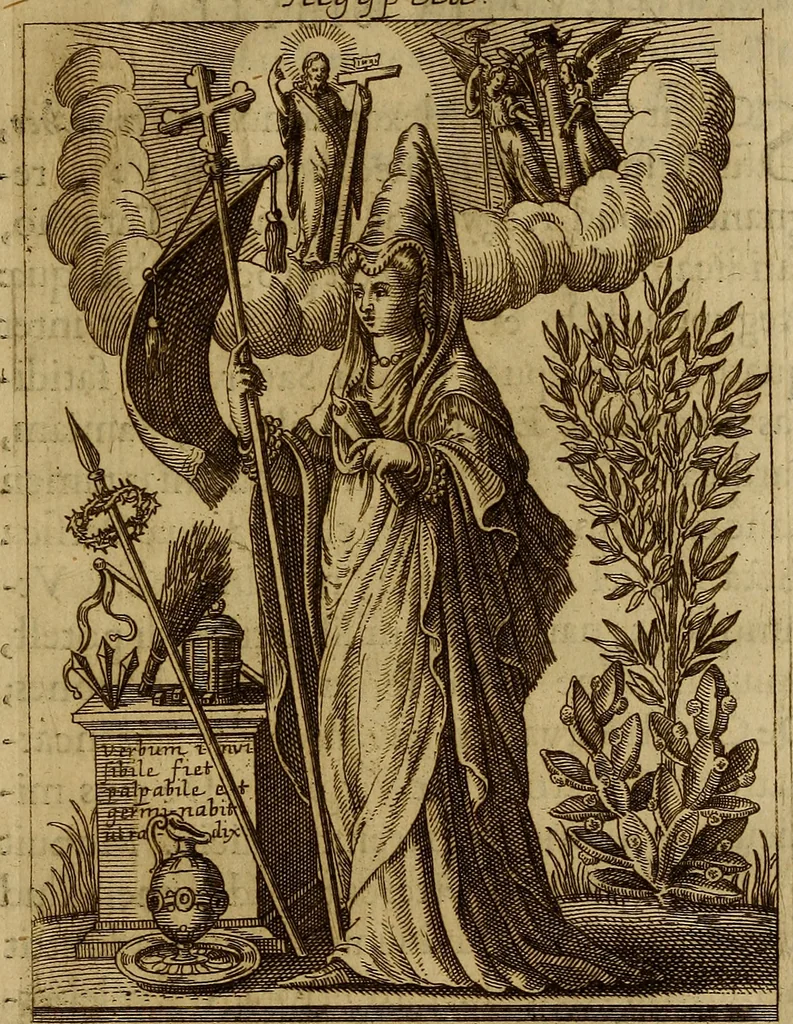 An illustration from Historia deorum fatidicorum, vatum, sibyllarum, phoebadum, apud priscos illustrium : cum eorum iconibus : praeposita est disertatio de divinatione et oraculis, 1675, leaf 224