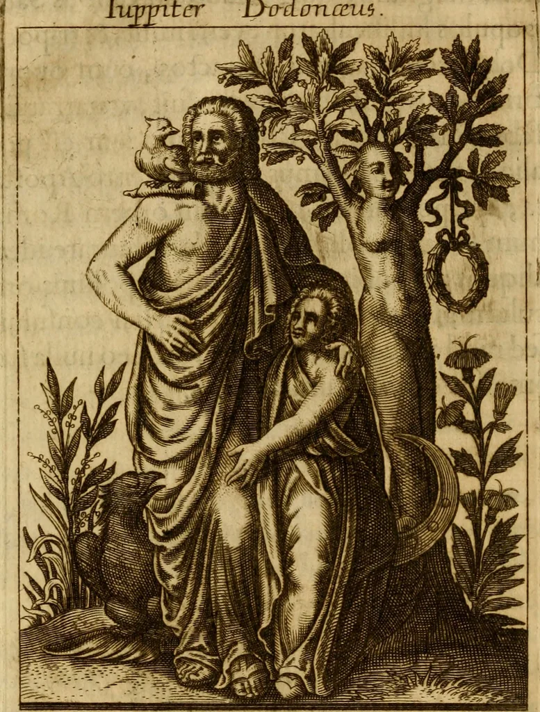 An illustration from Historia deorum fatidicorum, vatum, sibyllarum, phoebadum, apud priscos illustrium : cum eorum iconibus : praeposita est disertatio de divinatione et oraculis, 1675, leaf 43
