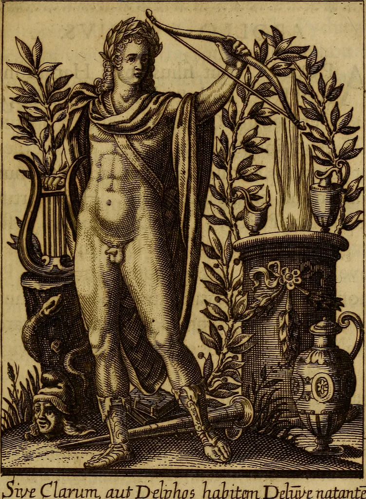 An illustration from Historia deorum fatidicorum, vatum, sibyllarum, phoebadum, apud priscos illustrium : cum eorum iconibus : praeposita est disertatio de divinatione et oraculis, 1675, leaf 52