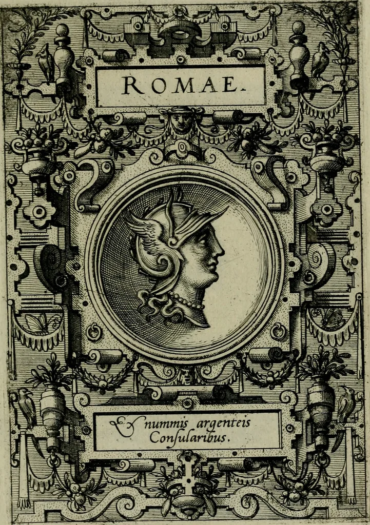 An illustration from Deorvm dearvmqve capita : ex vetustis numismatibus in gratiam antiquitatis studiosorum effigiata et edita : ex museo Abrahami Ortelii, 1573, leaf 100