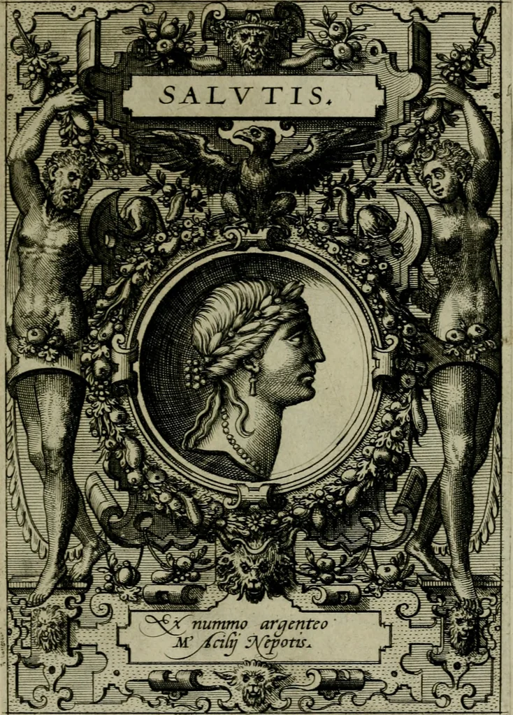 An illustration from Deorvm dearvmqve capita : ex vetustis numismatibus in gratiam antiquitatis studiosorum effigiata et edita : ex museo Abrahami Ortelii, 1573, leaf 102