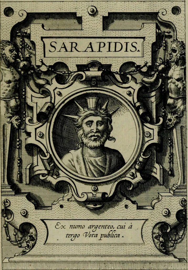 An illustration from Deorvm dearvmqve capita : ex vetustis numismatibus in gratiam antiquitatis studiosorum effigiata et edita : ex museo Abrahami Ortelii, 1573, leaf 104