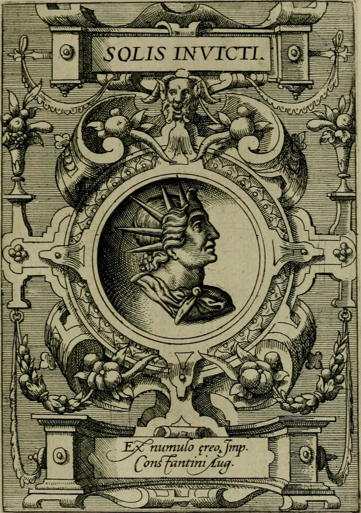 An illustration from Deorvm dearvmqve capita : ex vetustis numismatibus in gratiam antiquitatis studiosorum effigiata et edita : ex museo Abrahami Ortelii, 1573, leaf 110