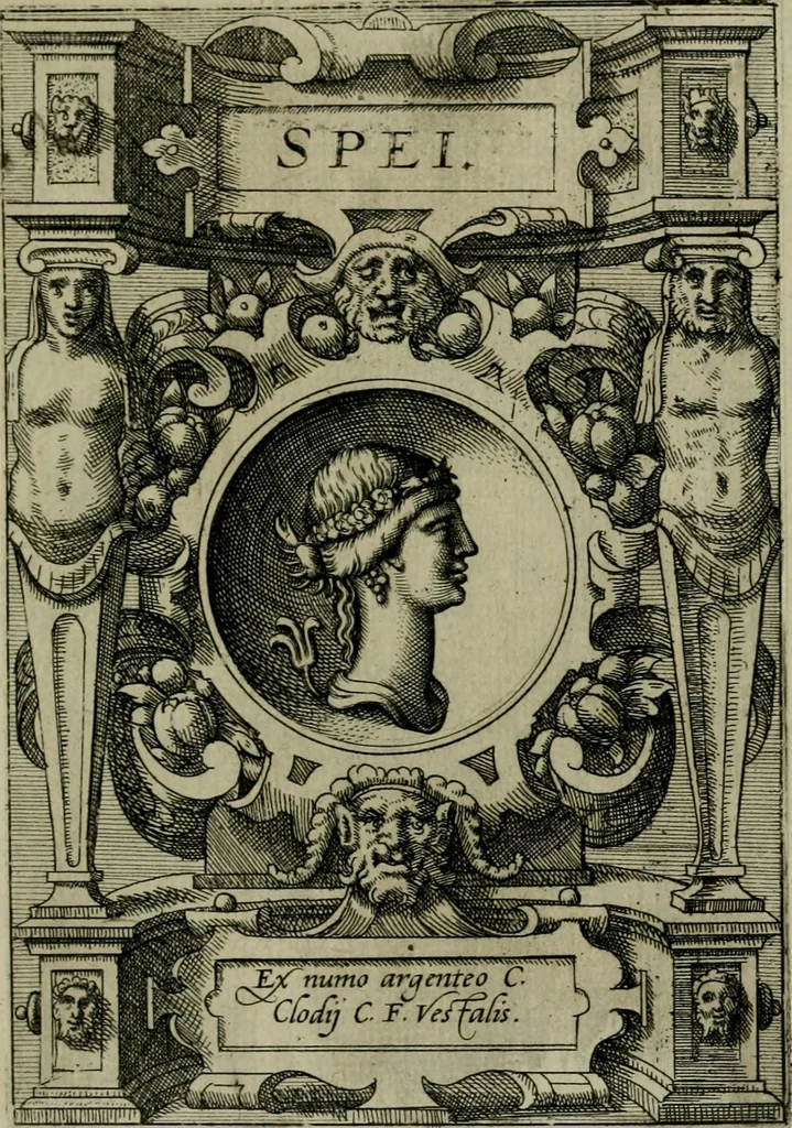 An illustration from Deorvm dearvmqve capita : ex vetustis numismatibus in gratiam antiquitatis studiosorum effigiata et edita : ex museo Abrahami Ortelii, 1573, leaf 112