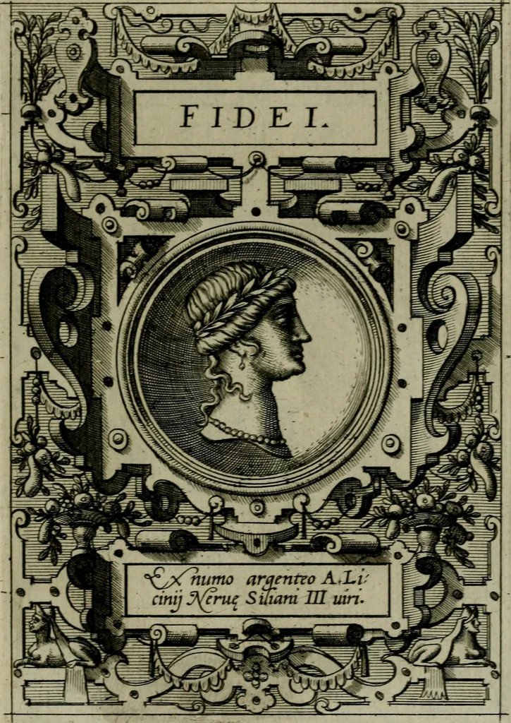 An illustration from Deorvm dearvmqve capita : ex vetustis numismatibus in gratiam antiquitatis studiosorum effigiata et edita : ex museo Abrahami Ortelii, 1573, leaf 46