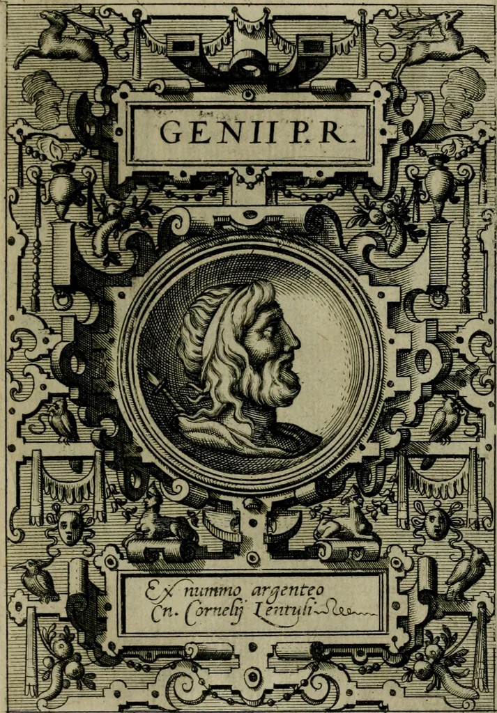 An illustration from Deorvm dearvmqve capita : ex vetustis numismatibus in gratiam antiquitatis studiosorum effigiata et edita : ex museo Abrahami Ortelii, 1573, leaf 50