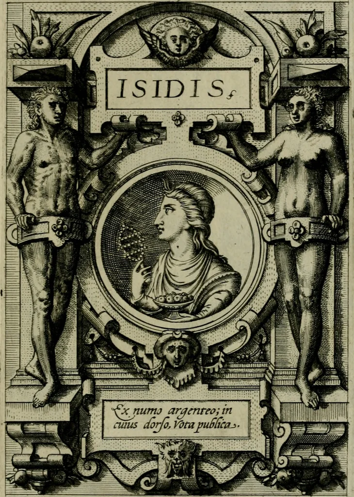 An illustration from Deorvm dearvmqve capita : ex vetustis numismatibus in gratiam antiquitatis studiosorum effigiata et edita : ex museo Abrahami Ortelii, 1573, leaf 64