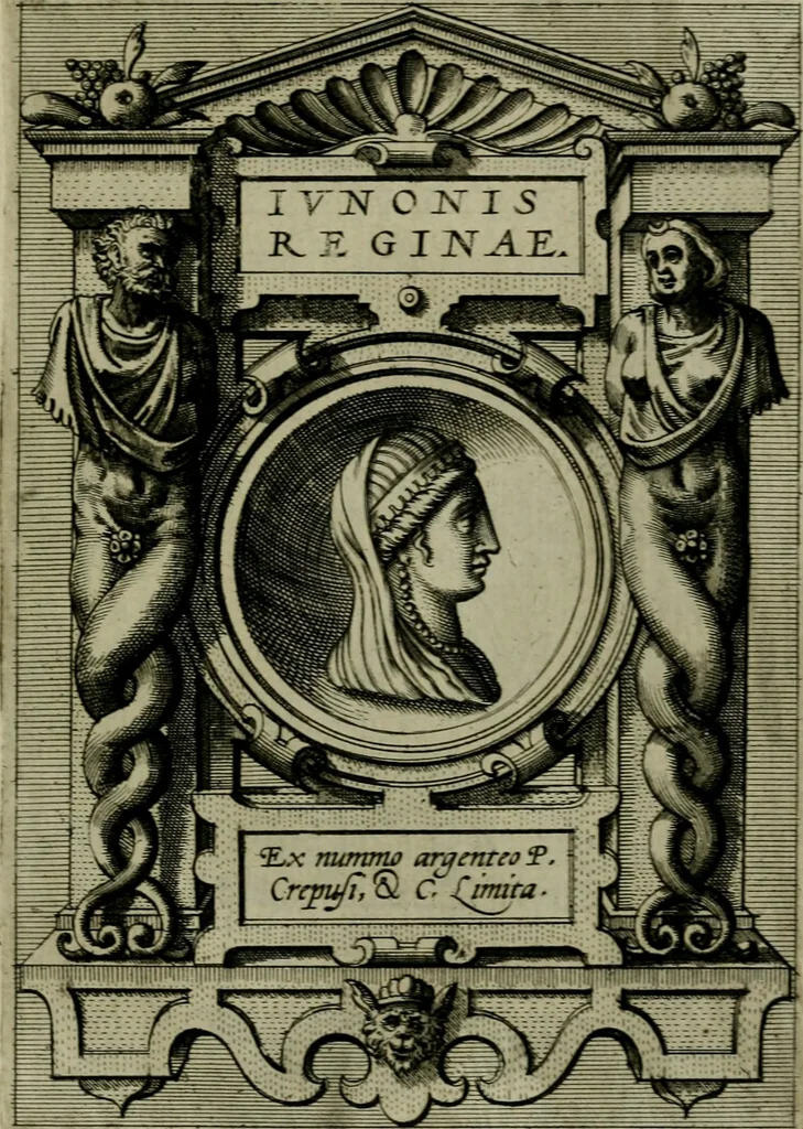 An illustration from Deorvm dearvmqve capita : ex vetustis numismatibus in gratiam antiquitatis studiosorum effigiata et edita : ex museo Abrahami Ortelii, 1573, leaf 68