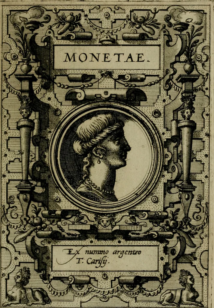 An illustration from Deorvm dearvmqve capita : ex vetustis numismatibus in gratiam antiquitatis studiosorum effigiata et edita : ex museo Abrahami Ortelii, 1573, leaf 80